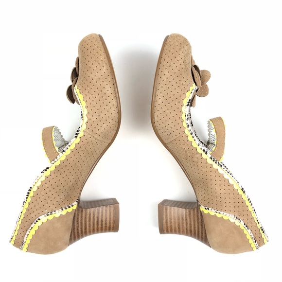 POETIC LICENCE shoes 7.5 brown yellow suede flower - Picture 3 of 8